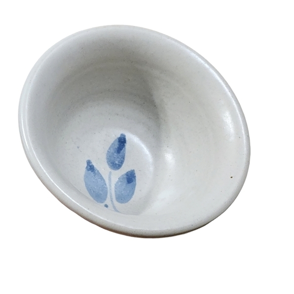 Vtg OBE signed studio pottery finger bowl blue floral - Picture 2 of 11